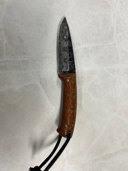 Custom Damascus Knife Leopard Wood Handle