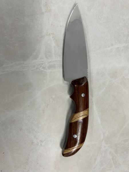 Custom Drop Point Knife Honduras Rosewood and Oak