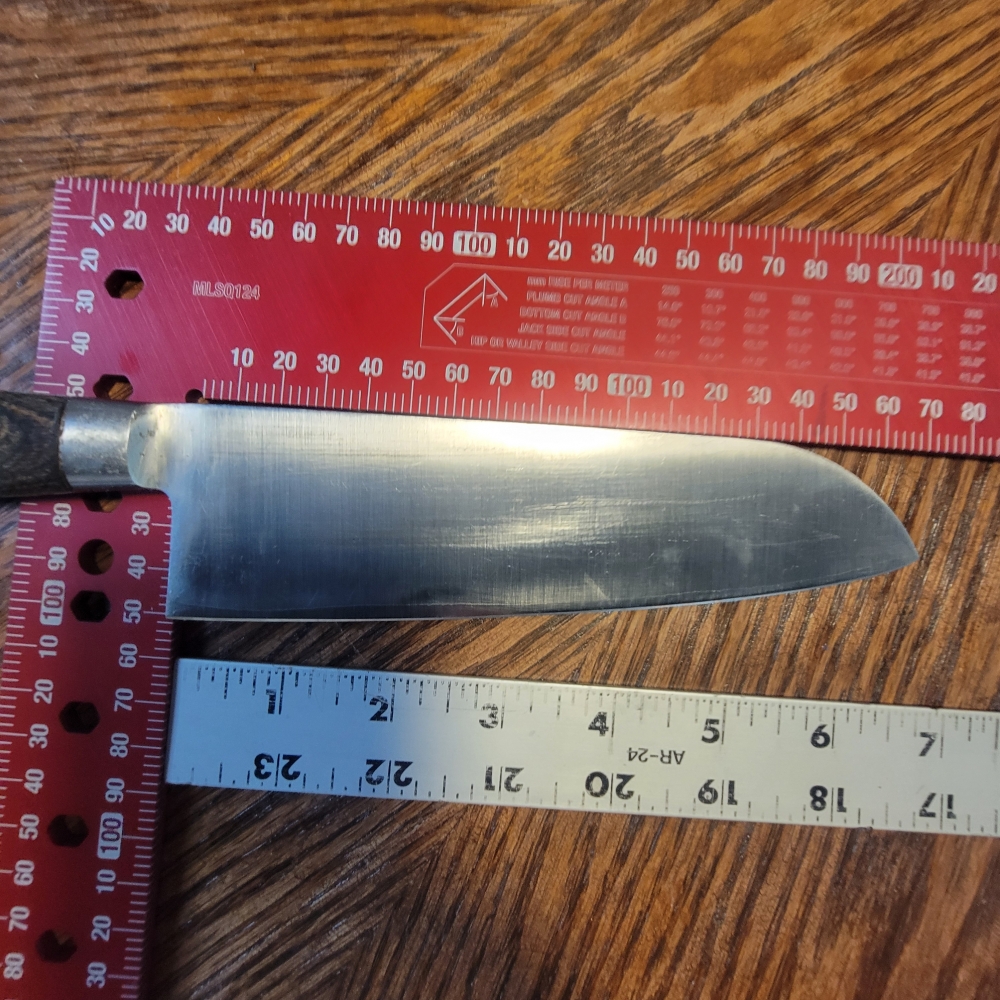 Full Tang 170mm Santoku, Western Style Handle, Unkown Maker, Good Starter Knife
