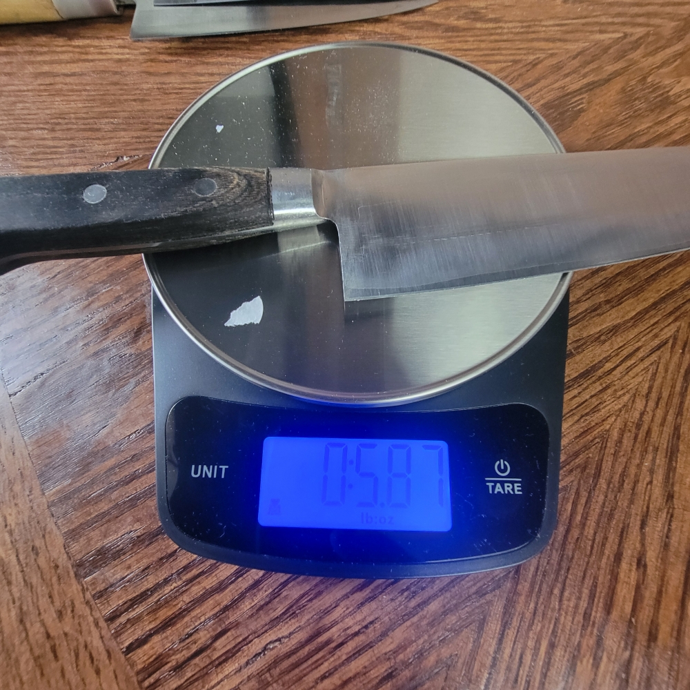Full Tang 170mm Santoku, Western Style Handle, Unkown Maker, Good Starter Knife