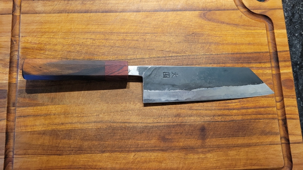 Hinokuni White #1 180mm Bunka, upgraded Ebony handle