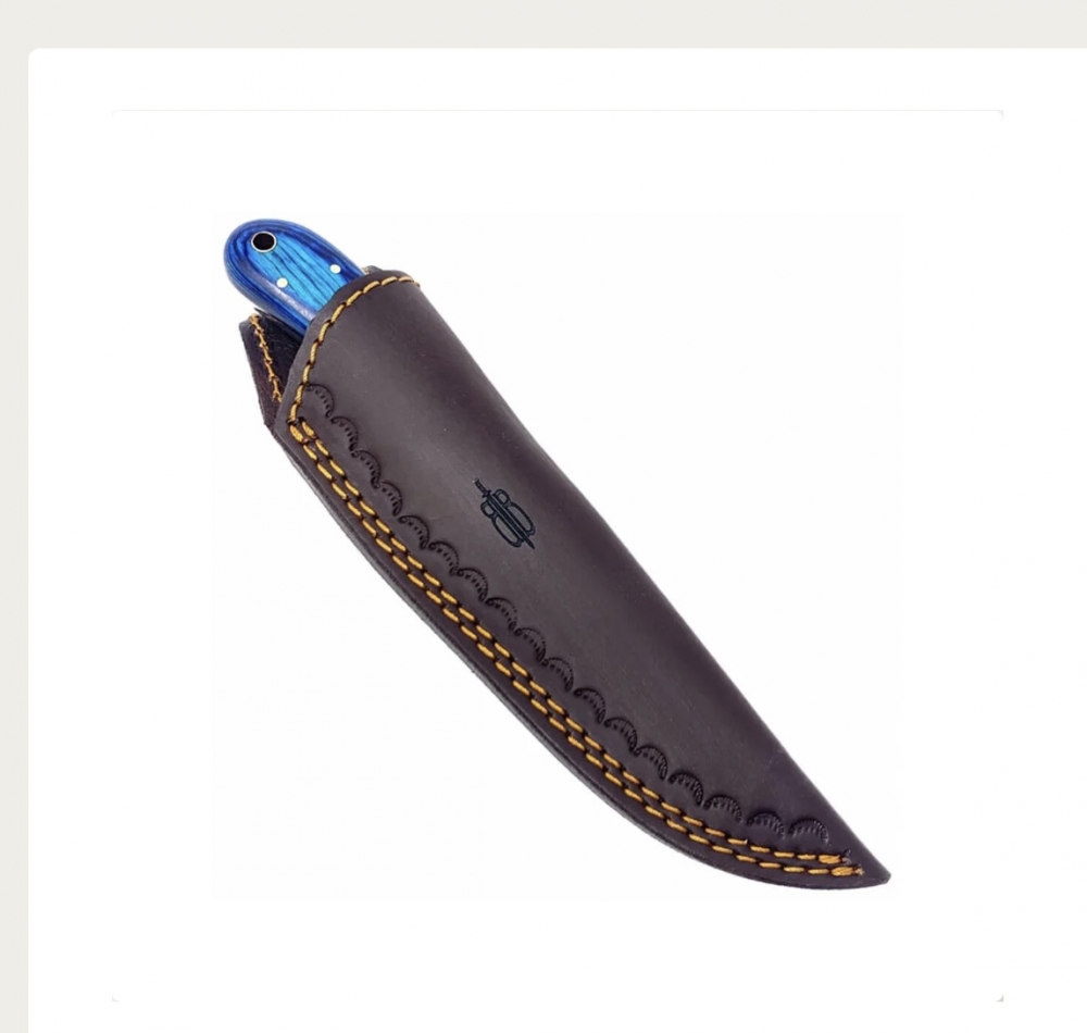 Beautiful Buck and Bear knife with blue burl maple handle for purchase! White Walker!