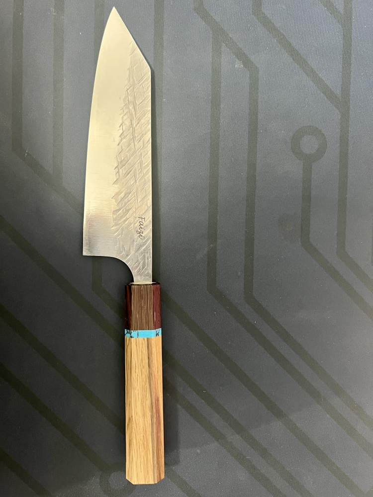 Yu Kurosaki Raijin Oak Turquoise Bunka 16.5 cm -- Rare and Unused