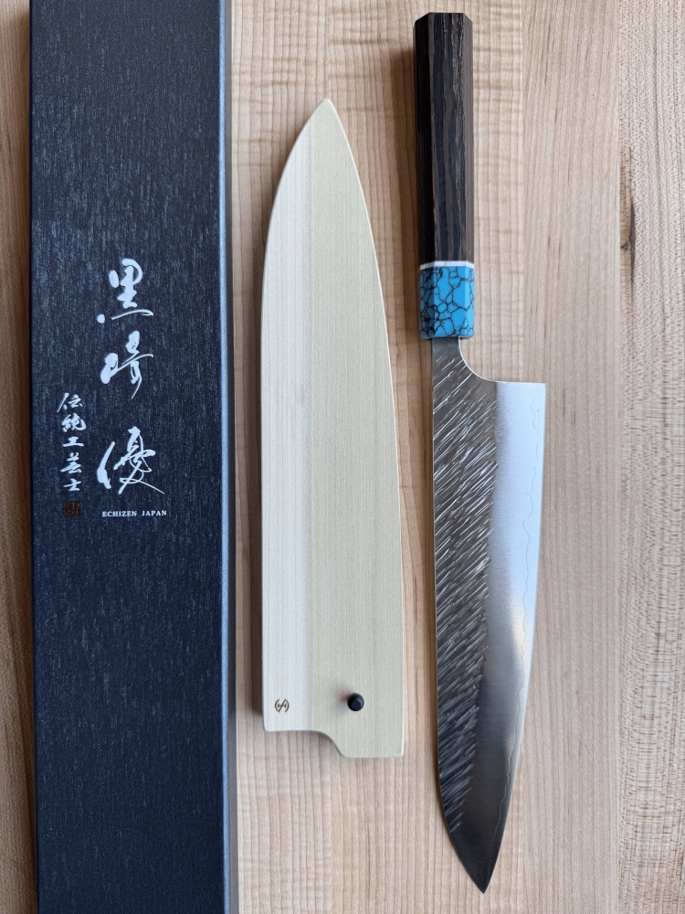 Kurosaki Fujin SG2 240mm Gyuto with Blue Turquoise