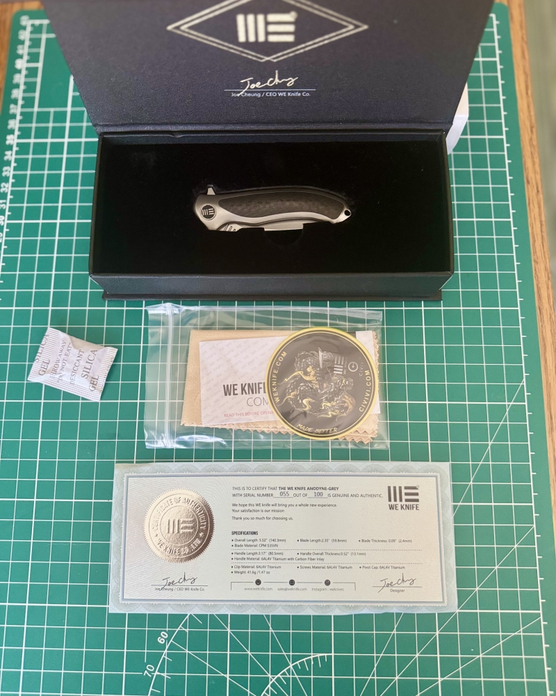 WE Knife Co. Anodyne Integral Frame Lock Knife Gray Ti/CF