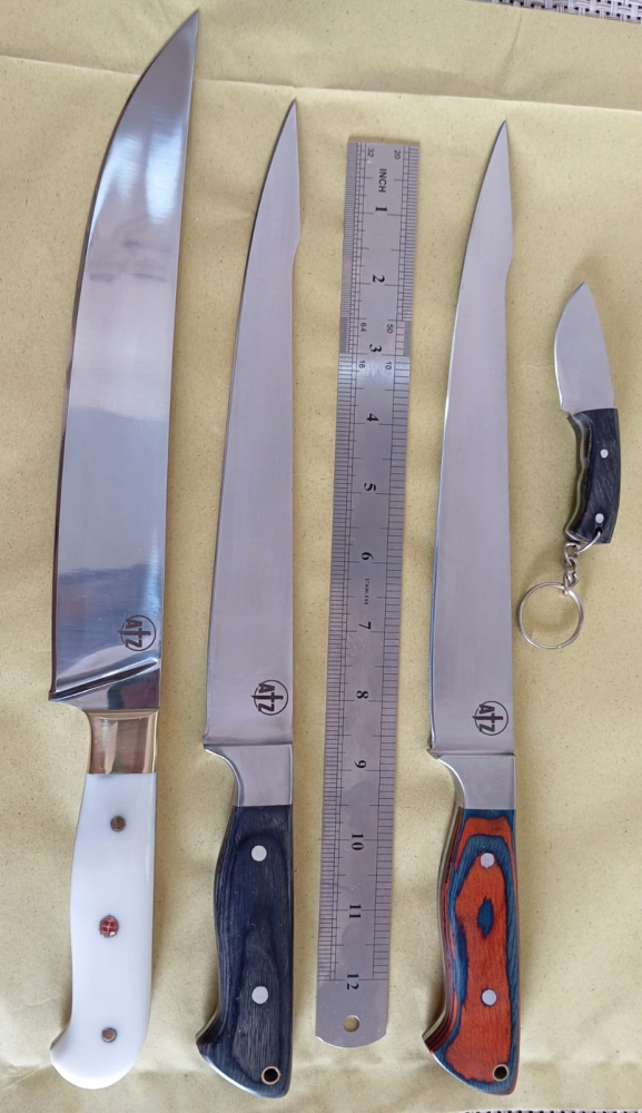 Totally Handmade, 2 pc Kitchen Fillets Knife, 1pc Chef knife, 1pc keychain, Best Japanese Stainless Steel