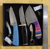 Totally handmade Special antique design 3pc Skinner knives 2pc gift keychains, Pakka wood & Vangi