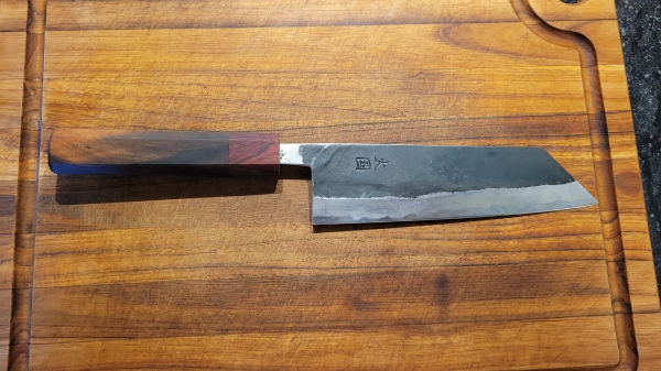 Hinokuni White #1 180mm Bunka, upgraded Ebony handle