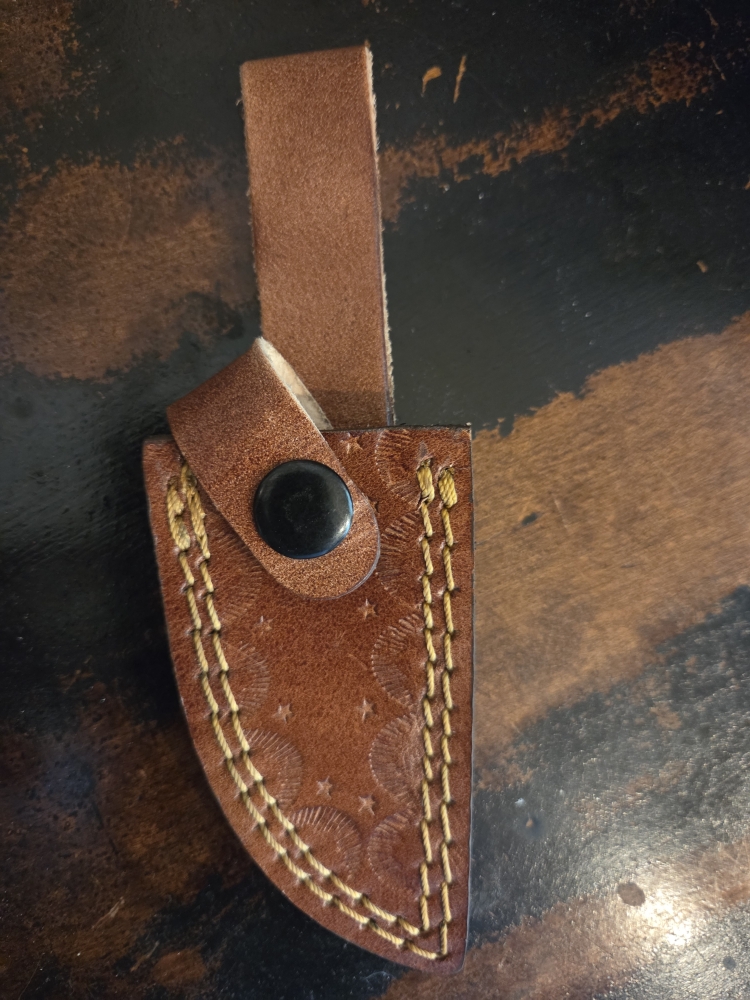 Deer Antler Damascus knife with sheath