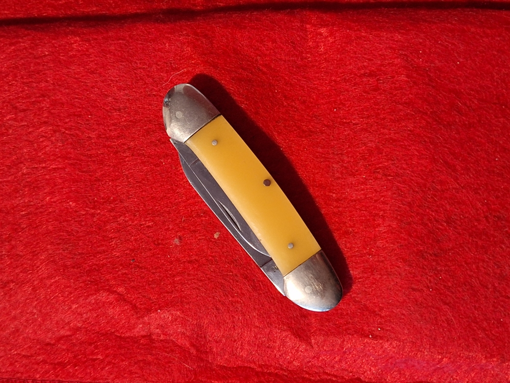 Vintage Klaas Kissing Crane Solingen Germany Hand Crafted Canoe Old Pocket Knife overall length 8\" handle 4\"