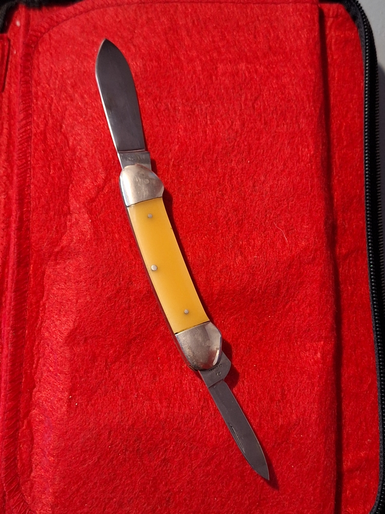 Vintage Klaas Kissing Crane Solingen Germany Hand Crafted Canoe Old Pocket Knife overall length 8\" handle 4\"