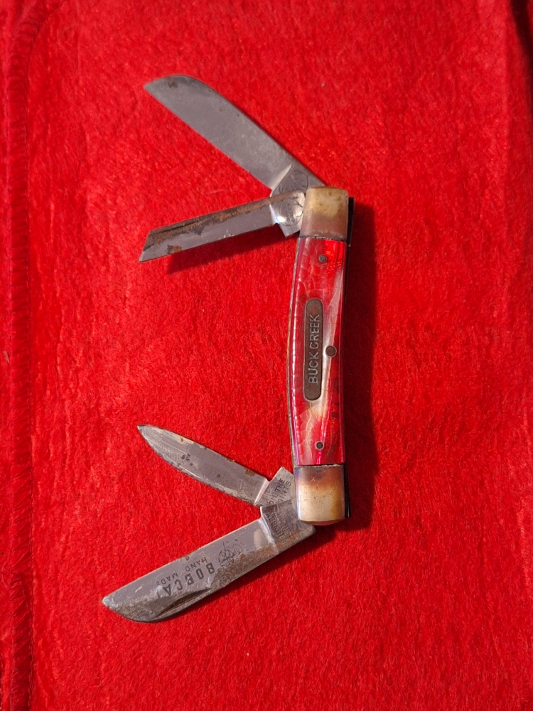 BUCK CREEK STAG WHITTLER POCKET KNIFE BY SOLINGEN GERMAN- 4 BLADES OVERALL LENGTH 8\"