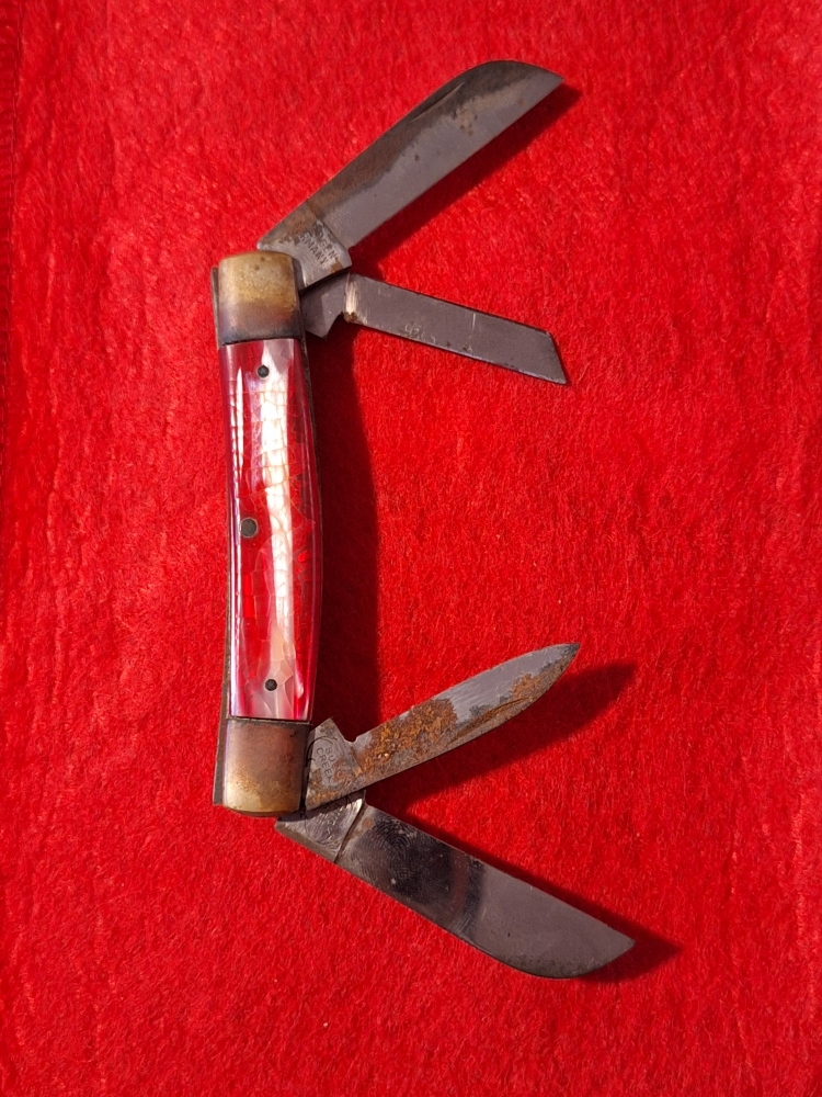 BUCK CREEK STAG WHITTLER POCKET KNIFE BY SOLINGEN GERMAN- 4 BLADES OVERALL LENGTH 8\"