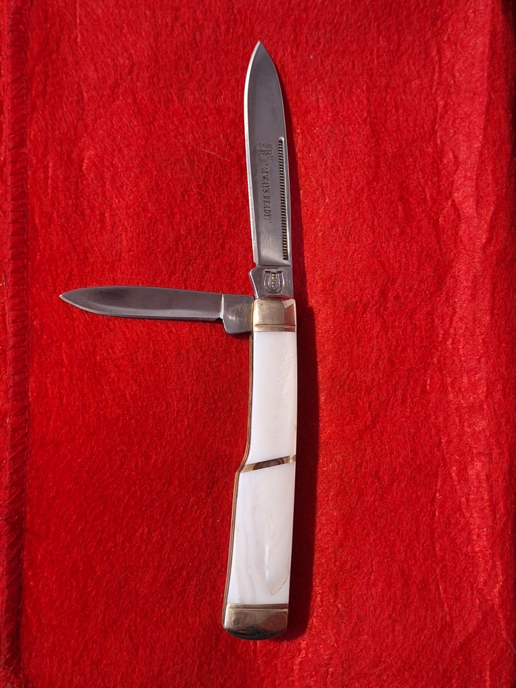 Rough Rider 'Always Ready' Two Blade Pocket Knife with Mother of Pearl Handle Overall Length 7\"