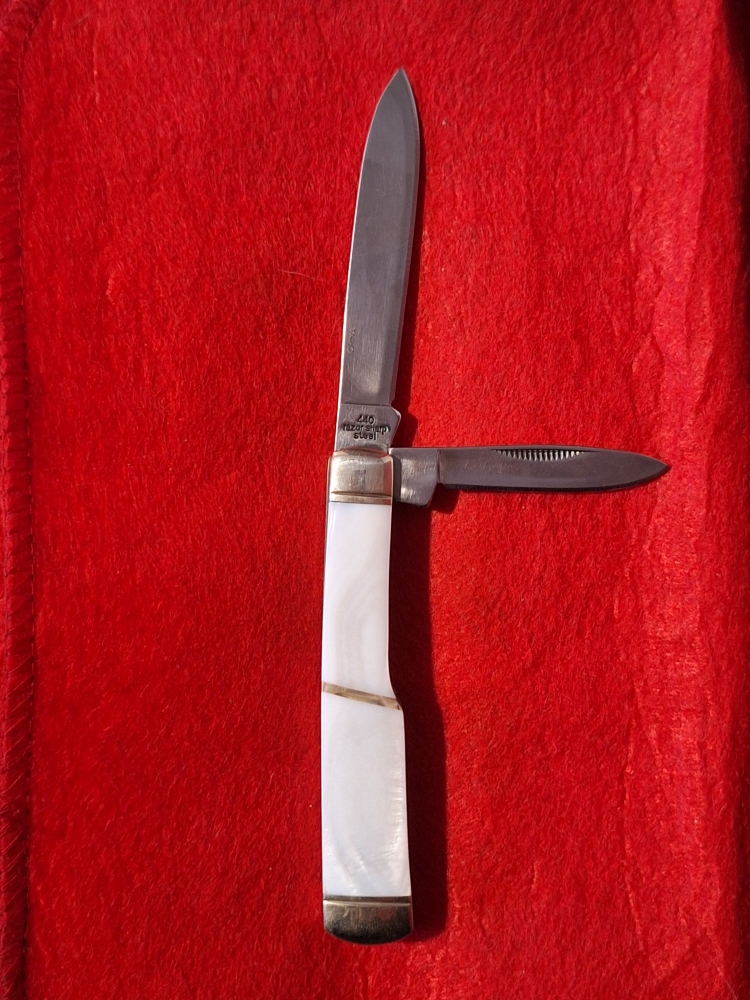 Rough Rider 'Always Ready' Two Blade Pocket Knife with Mother of Pearl Handle Overall Length 7\"