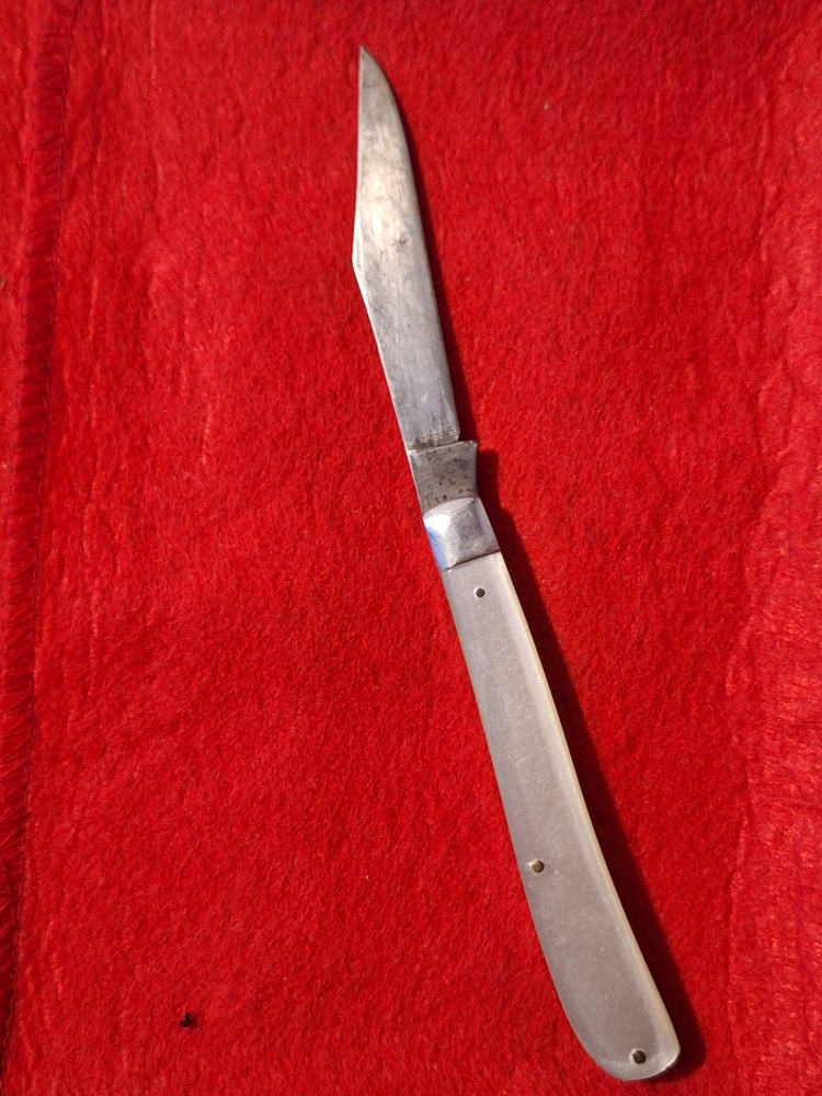 Vintage Sabre Folding Pocket Knife Mother Of Pearl Handle Overall Length 7 1/2\"