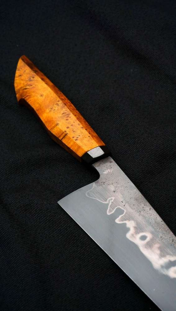 Chef knife 22 cm. 26c3 honyaki. Cheeseburl, copper.