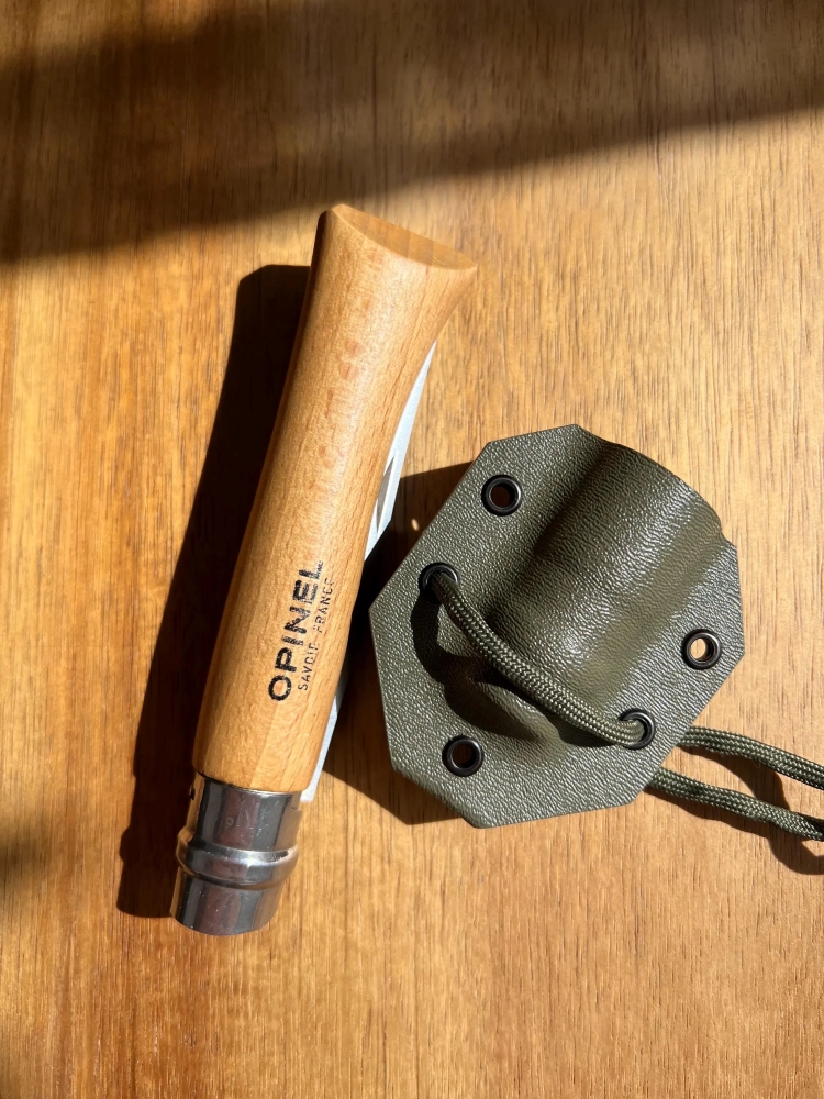 Custom Kydex Neck Carry Sheath for Opinel with Paracord Lanyard | Bushcraft Survival Outdoor Camping Trekking EDC