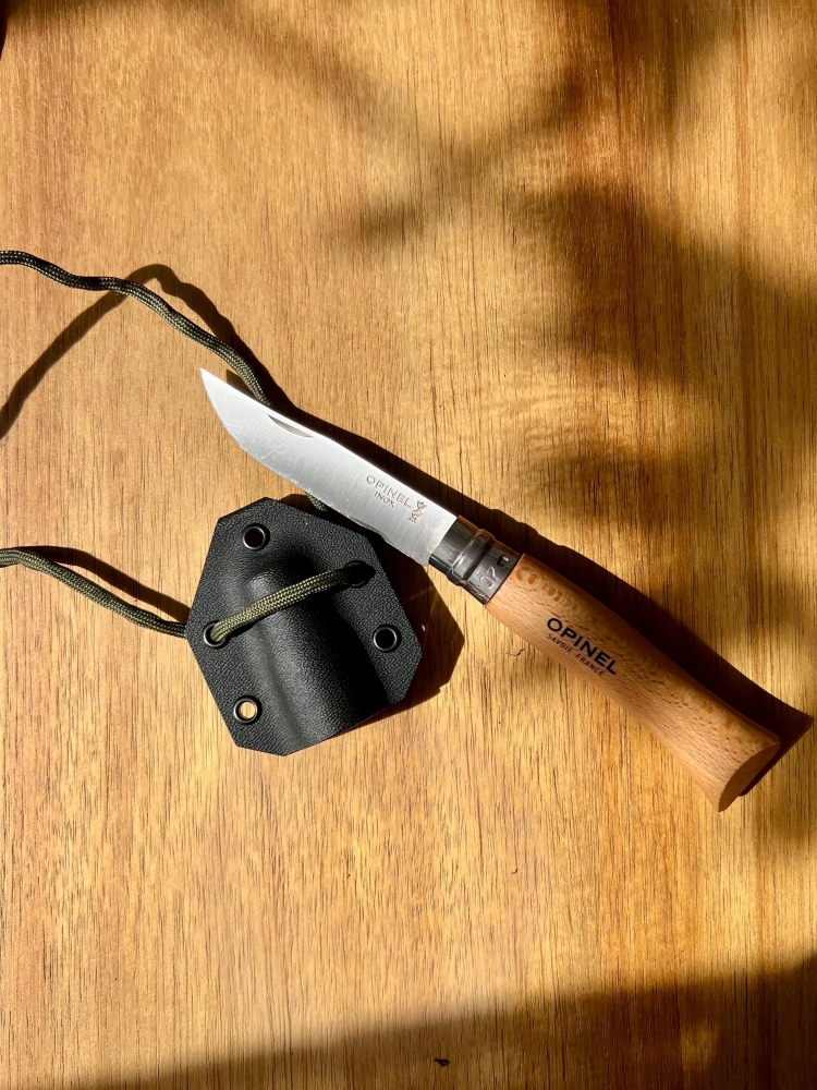 Custom Kydex Neck Carry Sheath for Opinel with Paracord Lanyard | Bushcraft Survival Outdoor Camping Trekking EDC
