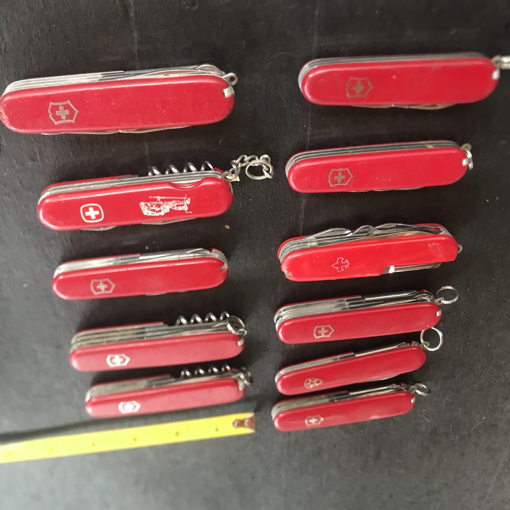 Lot of 10 + 2 free 84-91mm Swiss Army Knives / Pocket Knives from Victorinox Tinker