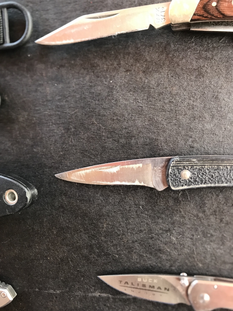 Lot of 9 Buck Knives, 8 foldable, 1 fixed
