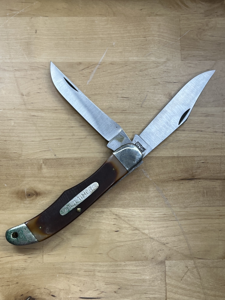 Vintage Schrade Old Timer USA 250T Folding Hunter 2 Blade Pocket Knife