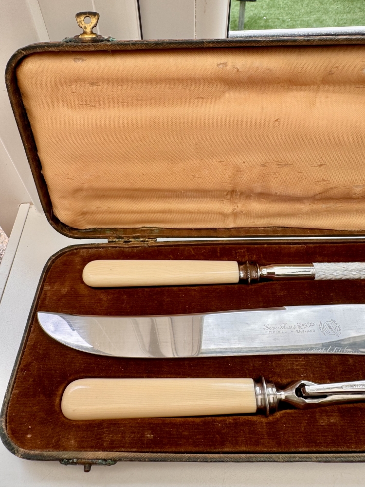 Antique 3 piece roast carving set Lewis rose co & ltd