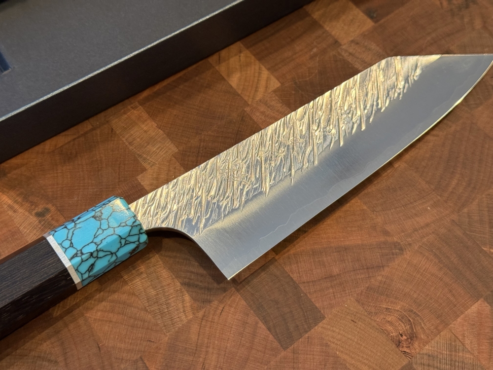 Yu Kurosaki SG2 FUJIN Japanese Bunka Knife 165mm Turquoise & Wenge Handle