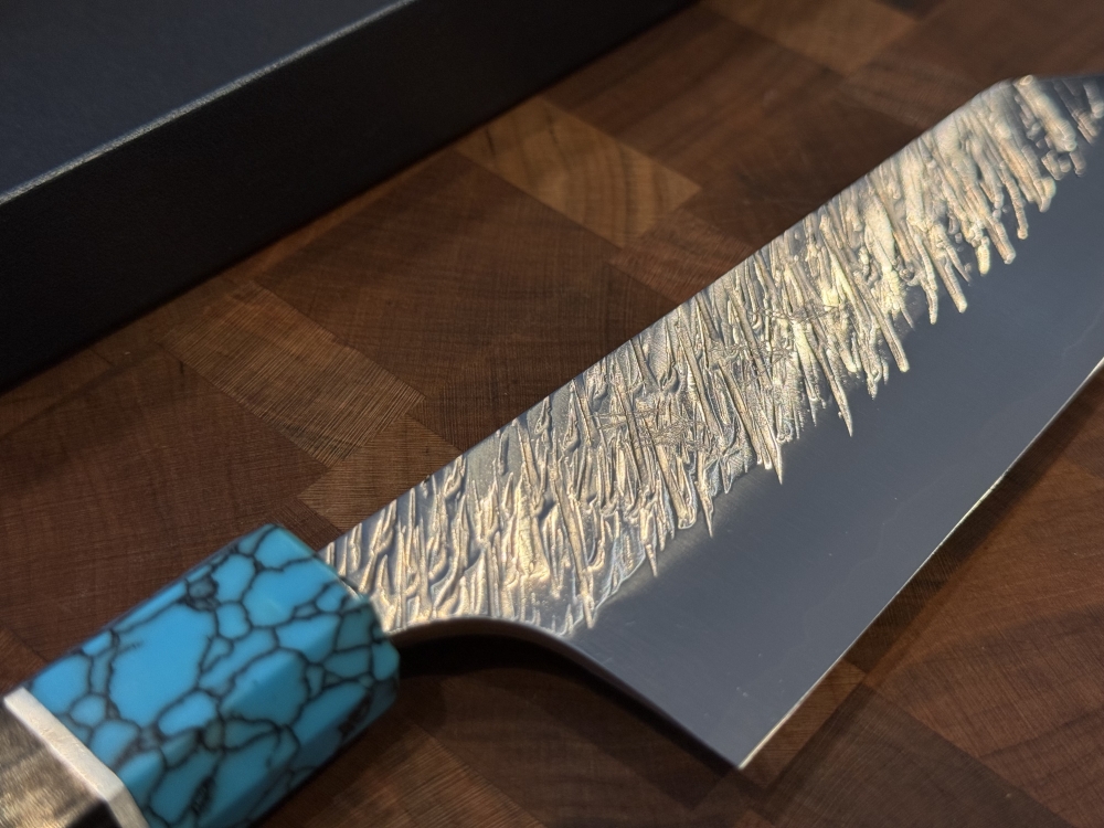 Yu Kurosaki SG2 FUJIN Japanese Bunka Knife 165mm Turquoise & Wenge Handle