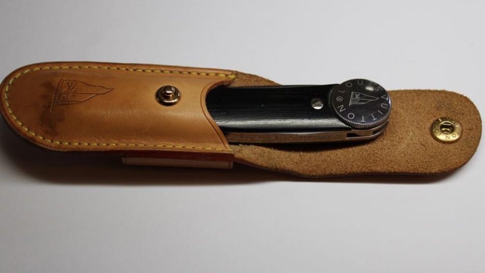 LOUIS VUITTON 1995 LV cup Sailing race POCKET KNIFE & LEATHER SHEATH Ltd Edition