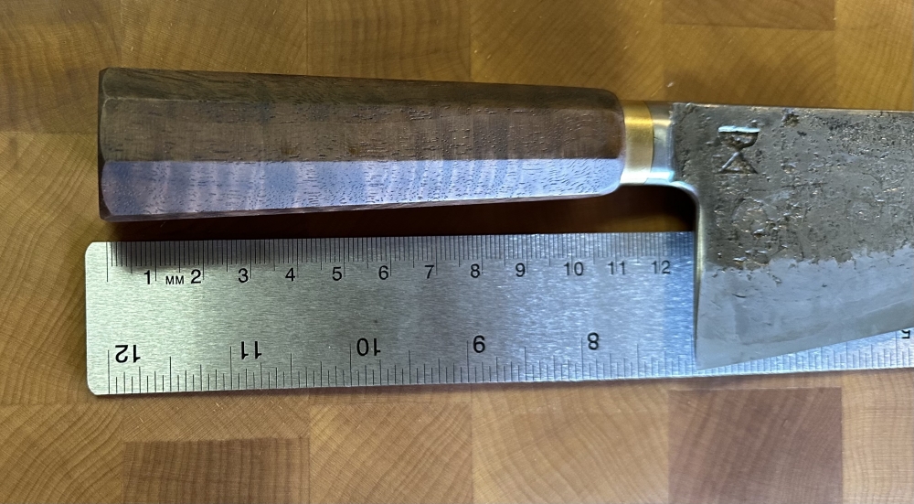 Radiona Wa Handle Gyuto Semi Integral Apex Ultra Wrought Cladding and Wooden Saya
