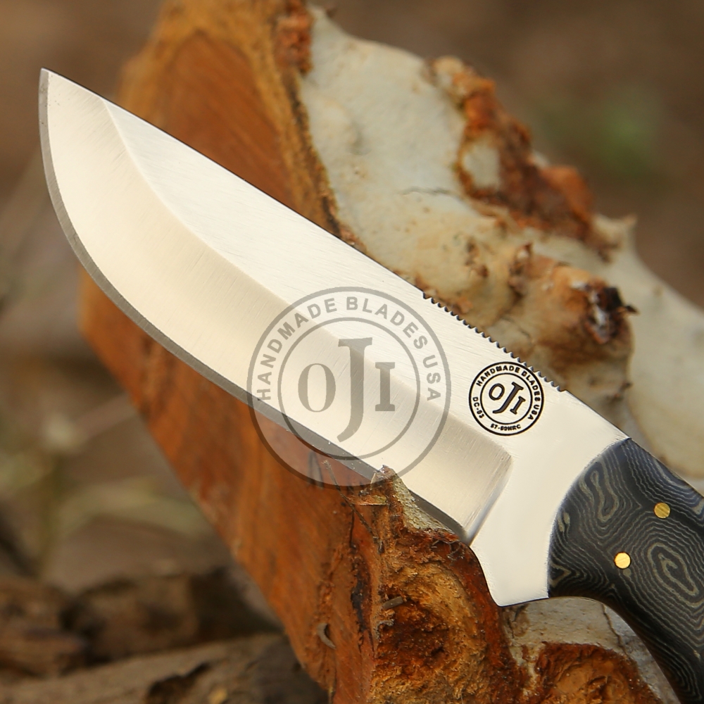 TACTICAL DC 53 Steel EDC Handmade Hunting Knife W Black Micarta Handle Genuine Cowhide Leather Sheath