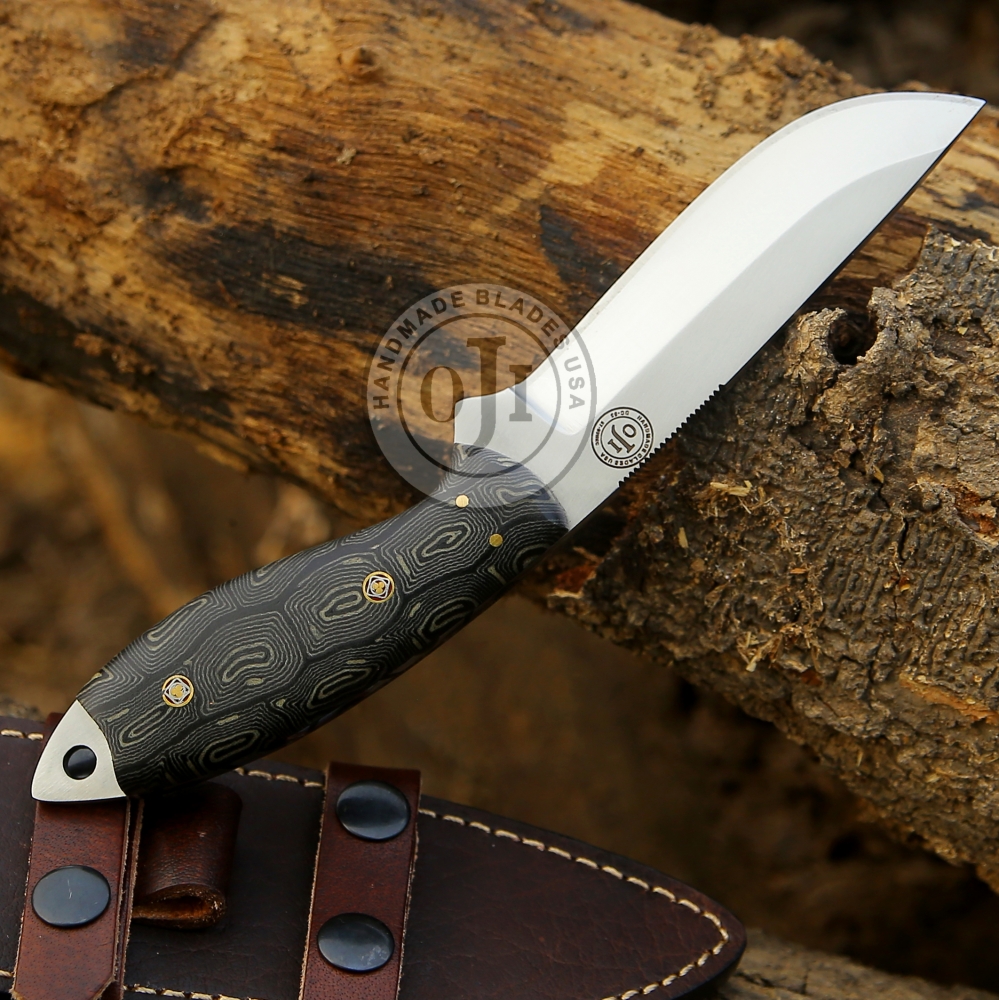 TACTICAL DC 53 Steel EDC Handmade Hunting Knife W Black Micarta Handle Genuine Cowhide Leather Sheath
