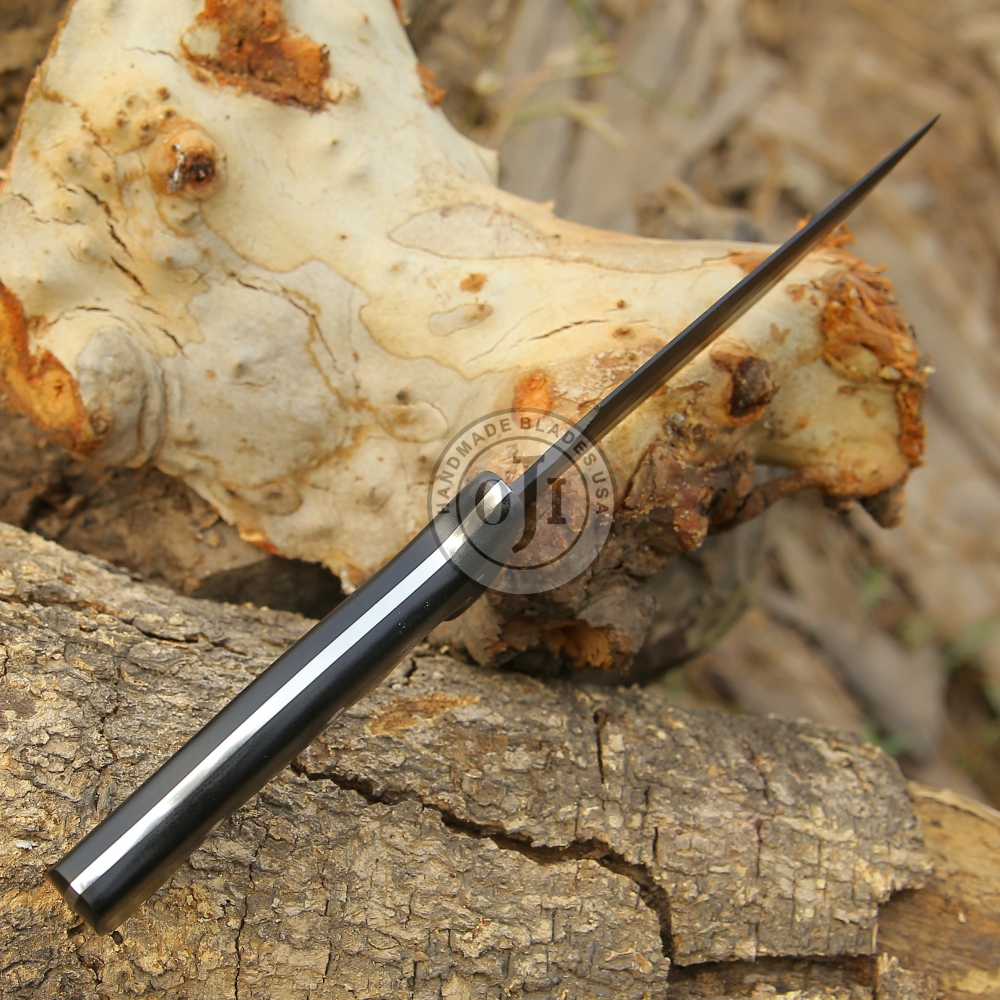 AUS 8 Steel BOWIE Sub Hilt Knife Black Blade & Black Micarta Handle Genuine Cowhide Leather Sheath