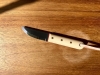 Handmade Bushcraft Scandi Grind Knife with N690 (62 HRC cryo) Steel Knife Blade & ivory canvas Micarta handle. Perfect Knife for Outdoors.