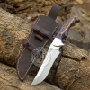 AUS 10 Steel Handmade Skinner W Steel Bolster Blue Pine Cone Handle & Genuine Cow Leather Sheath