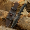 AUS 8 Steel BOWIE Sub Hilt Knife Black Blade & Black Micarta Handle Genuine Cowhide Leather Sheath