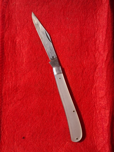 Vintage Sabre Folding Pocket Knife Mother Of Pearl Handle Overall Length 7 1/2