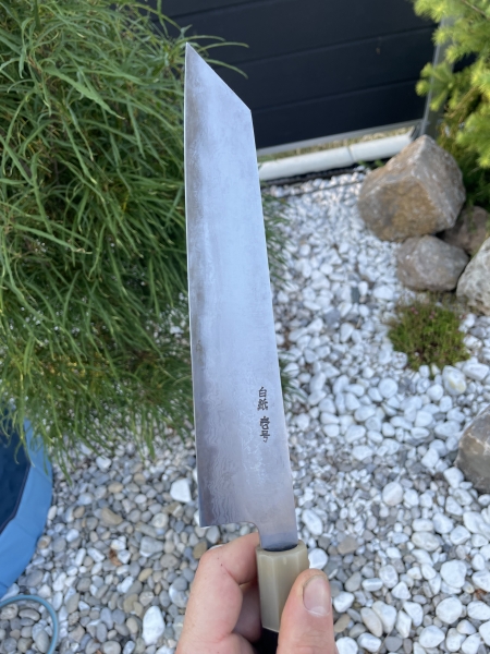 Yoshikazu Tanaka 240 mm Kiritsuke Gyuto White #1 – Ebony Handle
