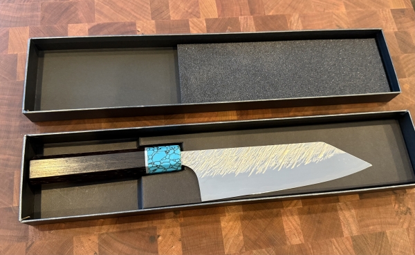 Yu Kurosaki SG2 FUJIN Japanese Bunka Knife 165mm Turquoise & Wenge Handle