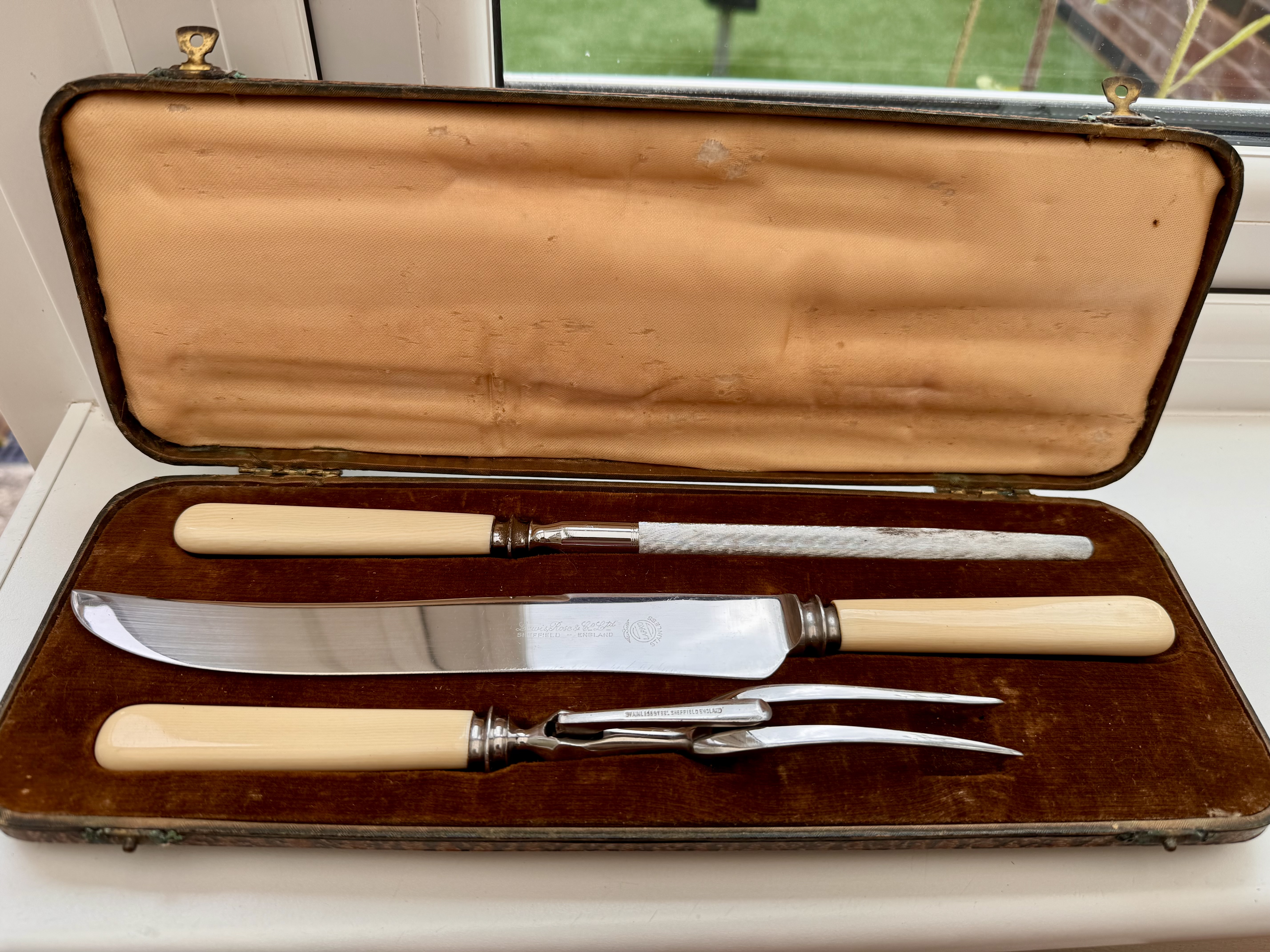 Antique 3 piece roast carving set Lewis rose co & ltd