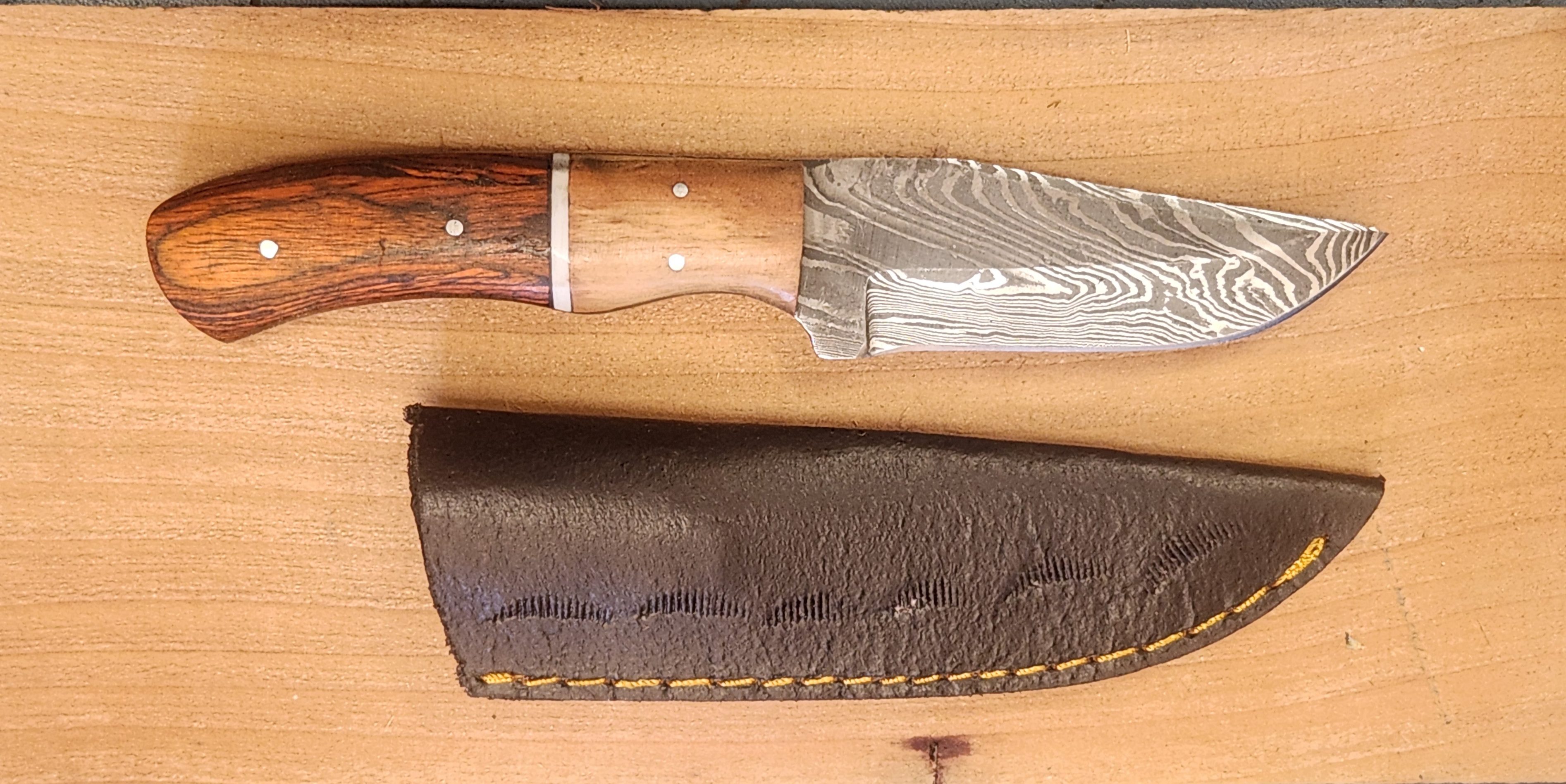 8 Inch Damascus Fixed Blade Knife W/ Sheath