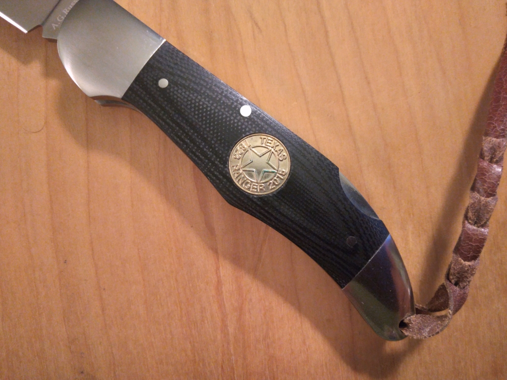 2015 A.G. Russell Texas Ranger Folding Knife 192 Years of Service with Belt Sheath