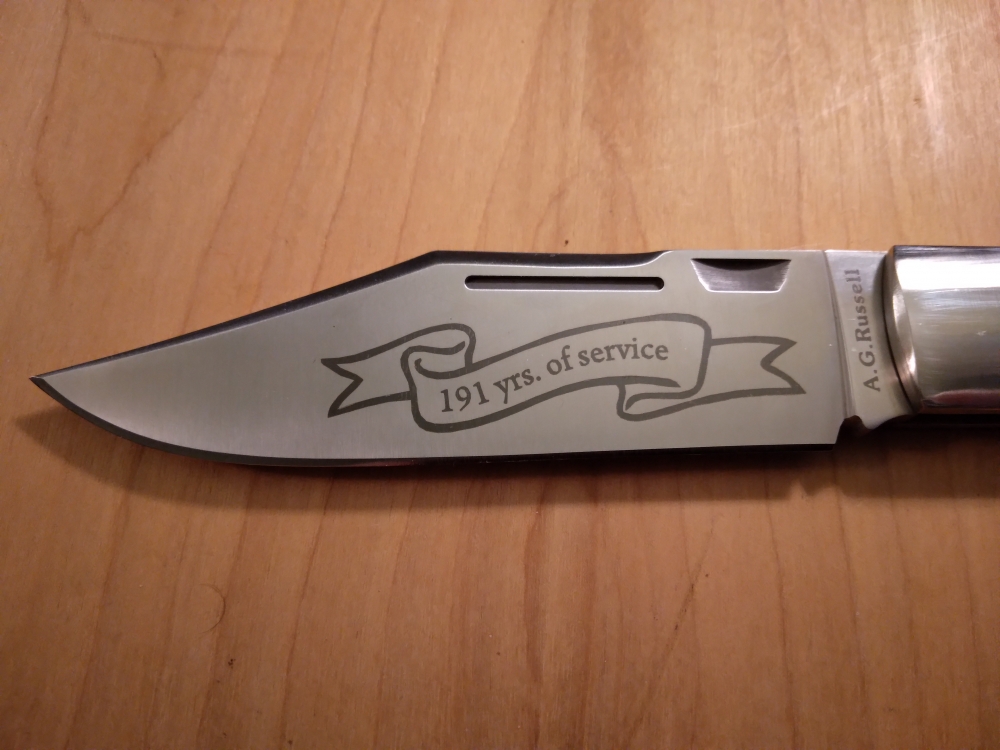 2014 A.G. Russell Texas Ranger Folding Knife 191 Years of Service with Belt Sheath