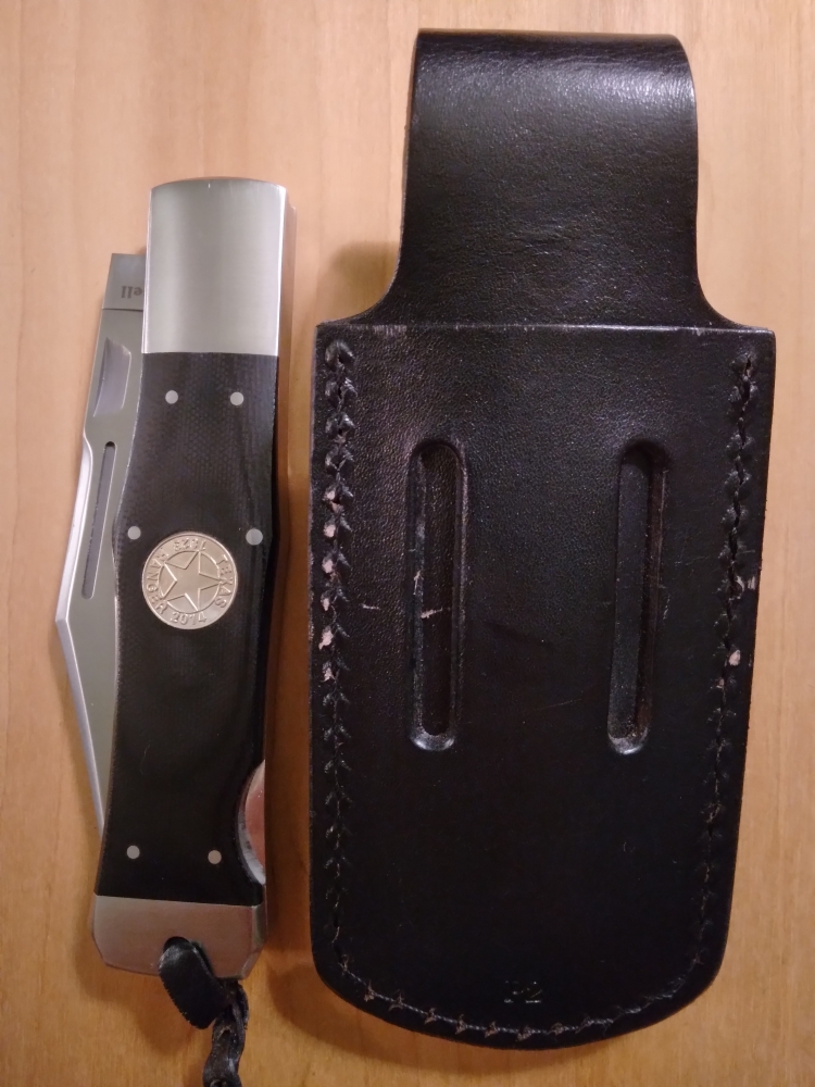 2014 A.G. Russell Texas Ranger Folding Knife 191 Years of Service with Belt Sheath