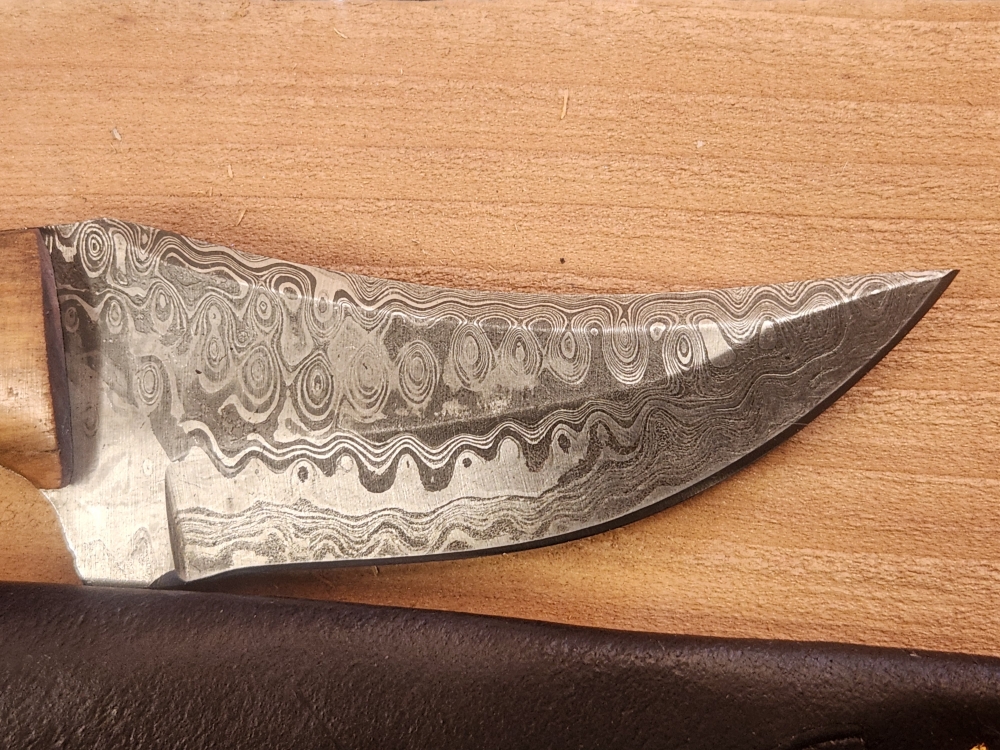 8 Inch Damascus Fixed Blade Knife W/ Sheath