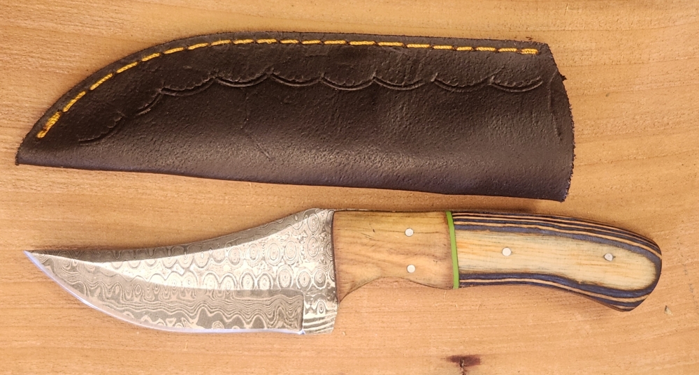 8 Inch Damascus Fixed Blade Knife W/ Sheath