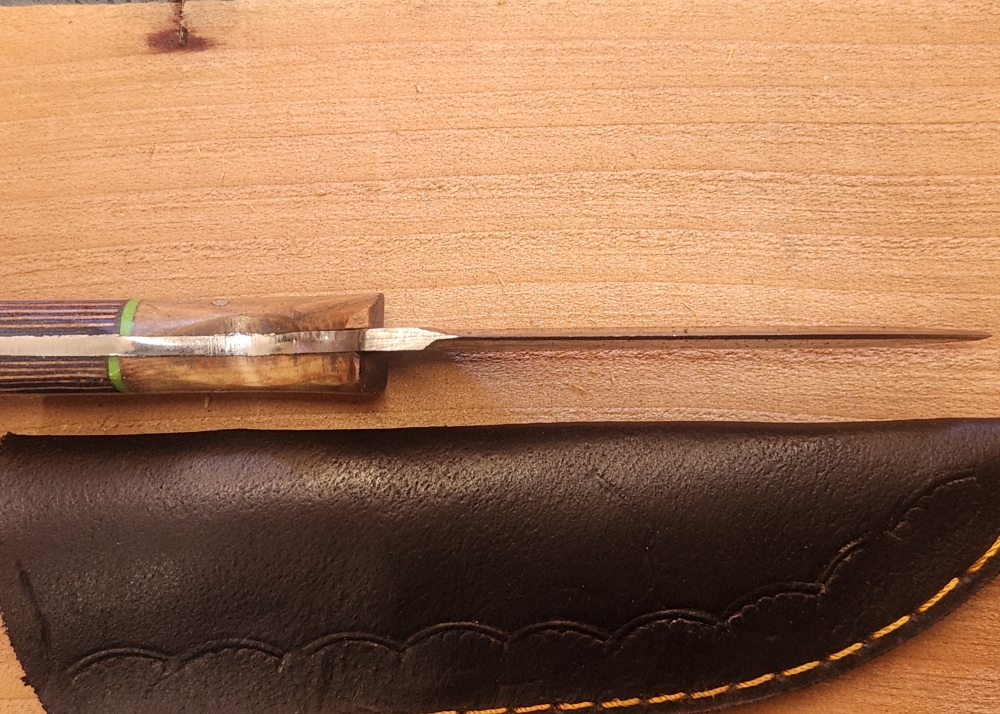 8 Inch Damascus Fixed Blade Knife W/ Sheath