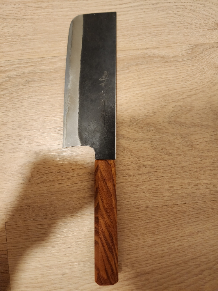 (Like New) Shiro Kamo Aogami Super Zelkova Wide Nakiri 