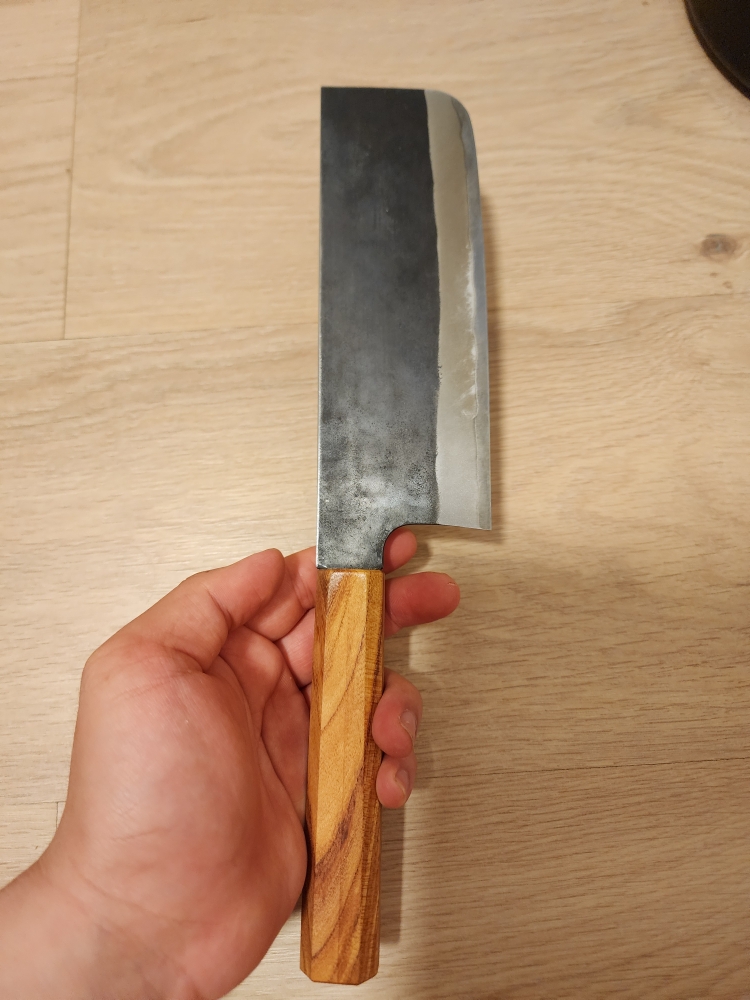 (Like New) Shiro Kamo Aogami Super Zelkova Wide Nakiri 